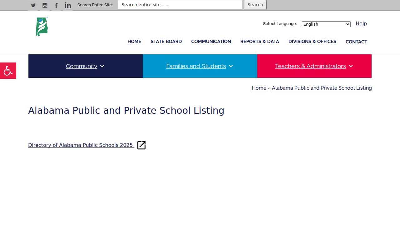 Alabama phone directory source for public and private school listings