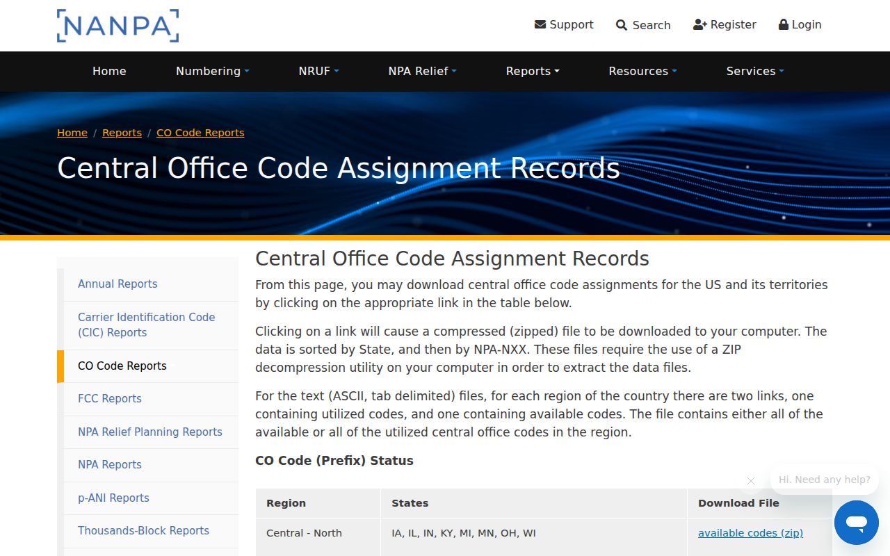 Alabama phone area codes and prefix assignment records at NANPA