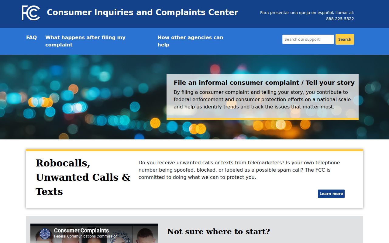 Alabama phone codes complaint route at the FCC Consumer Complaint Center