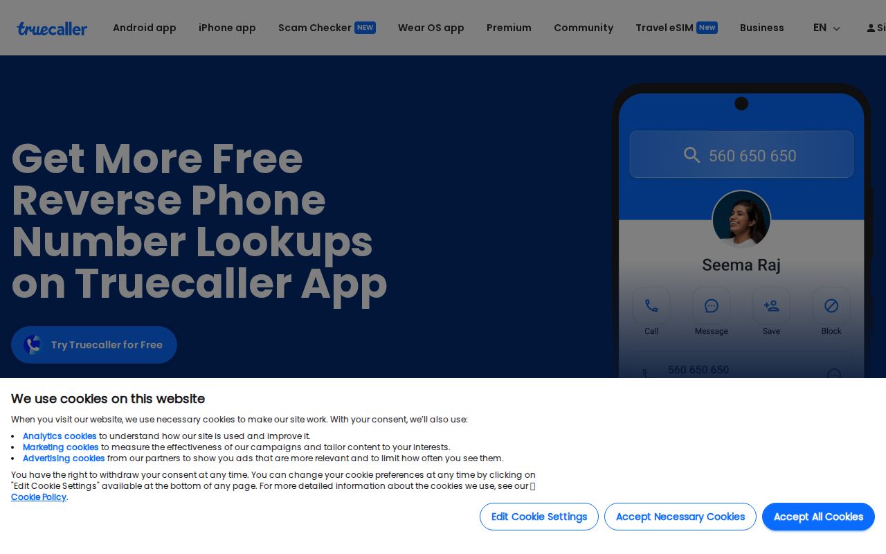 Alabama phone codes checked through the Truecaller reverse lookup tool